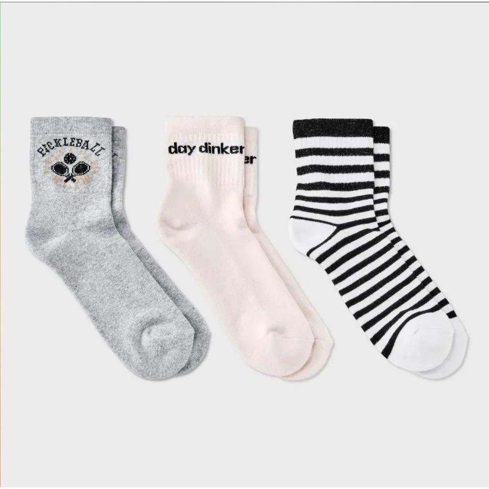 Universal Thread Mid Crew Socks 3 Pairs Women Shoe Size 4-10 Cotton cushionBlend